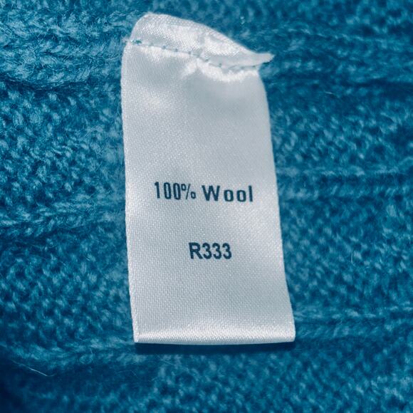 Appleseeds Wool Cable knit Cardigan Sweater S Blue Long Sleeve Vintage - Picture 7 of 12